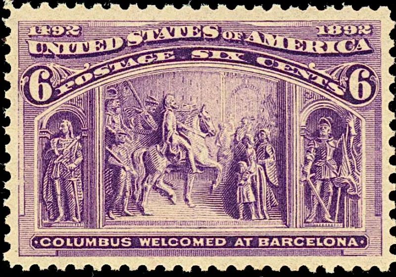 United States 1893 6c Columbian stamp, photographed by a collector