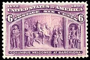 Another photo of the United States 1893 6c Columbian stamp