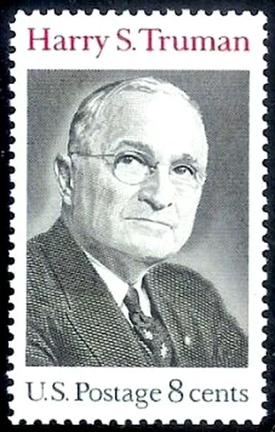 United States 1973 8c Harry S TRuman stamp, photographed by a collector
