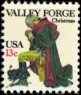 United States 1977 13c Washington Valley Forge stamp, photographed by a collector