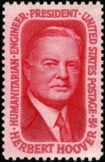 United States 1965 5c Herbert Hoover stamp, photographed by a collector