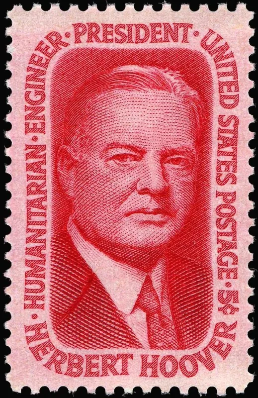 United States 1965 5c Herbert Hoover stamp, photographed by a collector