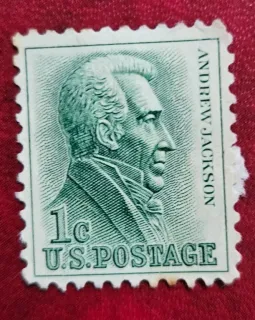 United States 1963 1c Andrew Jackson stamp, photographed by a collector