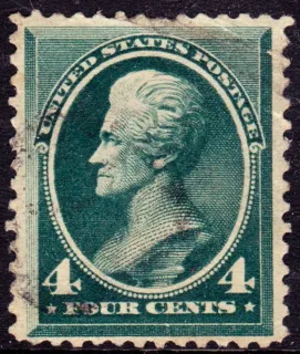 United States 1883 4c Andrew Jackson stamp, photographed by a collector