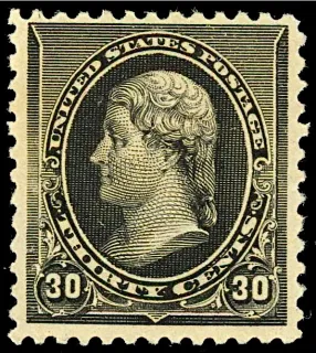 United States 1890 30c Thomas Jefferson stamp, photographed by a collector