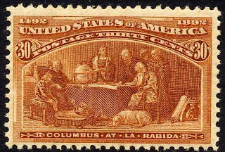 United States 1893 30c Columbian stamp, photographed by a collector