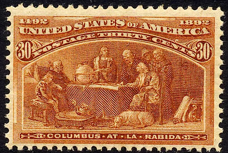 United States 1893 30c Columbian stamp, photographed by a collector