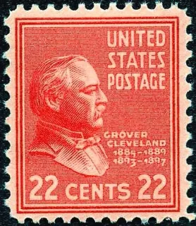 United States 1938 22c Grover Cleveland stamp, photographed by a collector