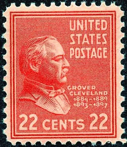 United States 1938 22c Grover Cleveland stamp, photographed by a collector