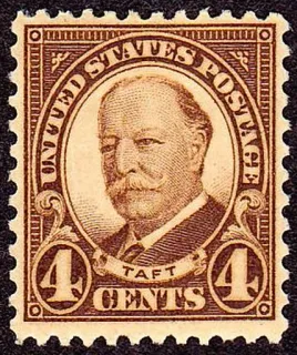 United States 1930 4c William Howard Taft stamp, photographed by a collector