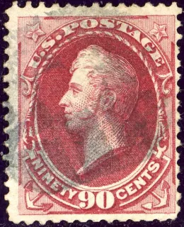 United States 1870 90c Oliver Hazzard Perry stamp, photographed by a collector