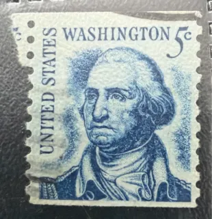 Another photo of the United States 1967 5c Washington redrawn stamp