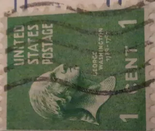 Another photo of the United States 1938 1 cent ESTADOS UNIDOS stamp