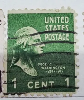 Another photo of the United States 1938 1 cent ESTADOS UNIDOS stamp