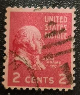 United States 1938 2c John Adams stamp, photographed by a collector
