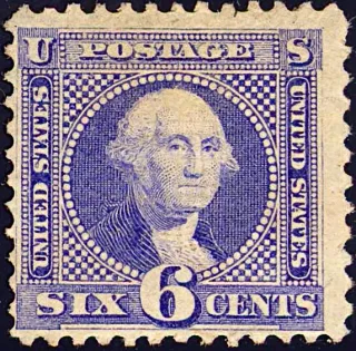 United States 1869 6c Washington Issue stamp, photographed by a collector