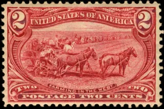 Another photo of the United States 1898 2c Flag cancel stamp