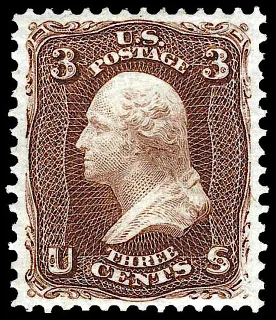 United States 1875 3c Washington Issue stamp, photographed by a collector