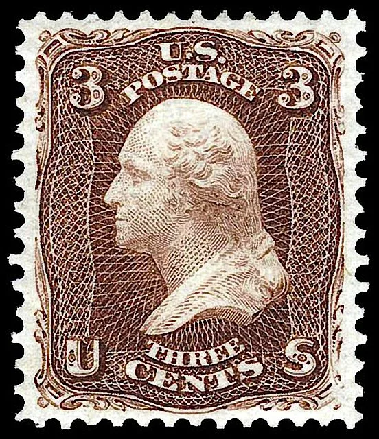 United States 1875 3c Washington Issue stamp, photographed by a collector