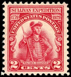 United States 1929 2c Sullivan Expedition stamp, photographed by a collector