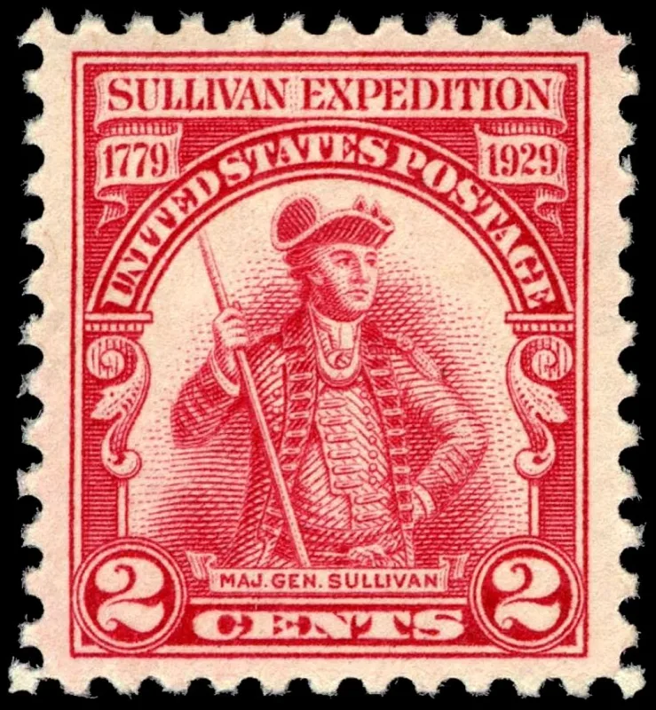 United States 1929 2c Sullivan Expedition stamp, photographed by a collector