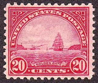 Another photo of the United States 1923 20c Golden Gate stamp
