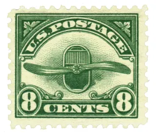 United States 1923 8 cents Propeller flight stamp, photographed by a collector