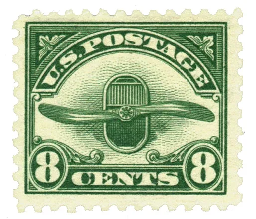 United States 1923 8 cents Propeller flight stamp, photographed by a collector