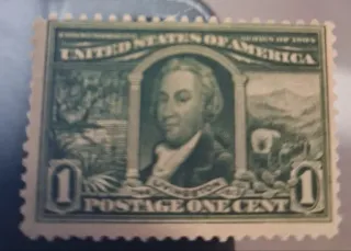 United States 1904 1c Livingston stamp, photographed by a collector