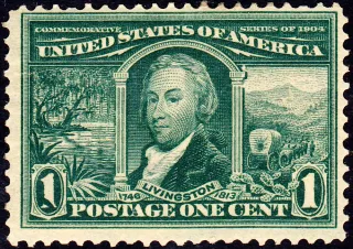 Another photo of the United States 1904 1c Livingston stamp