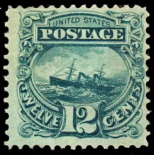 United States 1869 12c SS Adriatic stamp, photographed by a collector