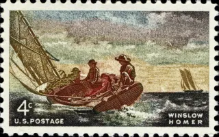 Another photo of the United States 1962 4c Winslow Homer stamp