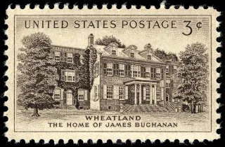 United States 1956 3c Wheatland stamp, photographed by a collector