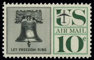 Another photo of the United States 1960 10c Liberty bell stamp