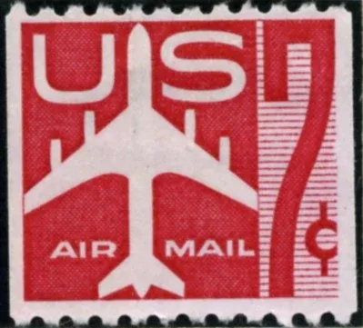 United States 1960 7 cents Jet Silhouette 7c Airmail stamp, photographed by a collector