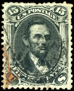 Another photo of the United States 1866 15c Abraham Lincoln stamp