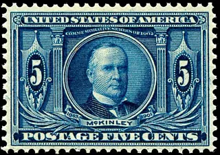 Another photo of the United States 1904 five cents McKinley stamp