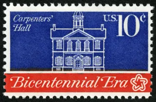United States 1974 10c Carpenters Hall, Bicentennial stamp, photographed by a collector