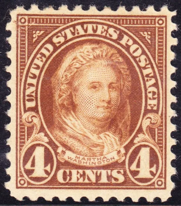 United States 1923 4c Martha Washington stamp, photographed by a collector