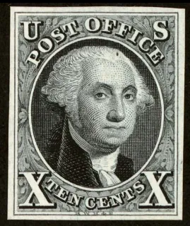 Another photo of the United States 1847 10c George Washington stamp
