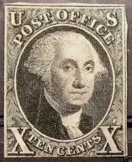 Another photo of the United States 1847 10c George Washington stamp