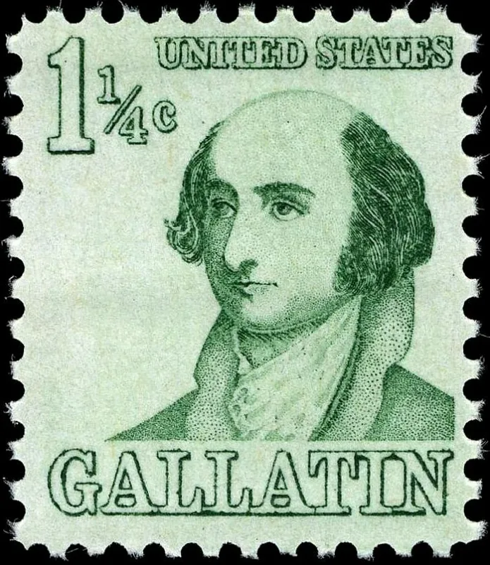 United States 1967 4c Albert Gallatin stamp, photographed by a collector