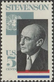 United States 1965 5 cents 5centsStevensonUSstamp stamp, photographed by a collector