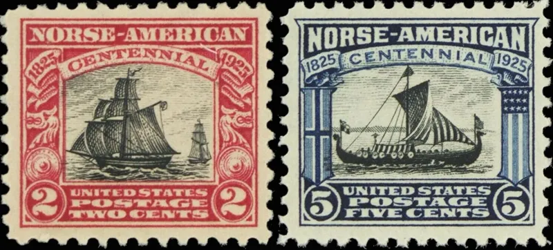 United States 1925 2c 1925NorseAmericanCentennialUSstamps stamp, photographed by a collector