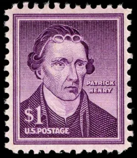 United States 1955 $1 Patrick Henry stamp, photographed by a collector