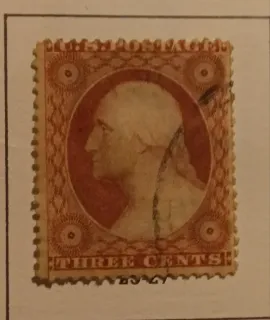 Another photo of the United States 1857 3c Washington stamp