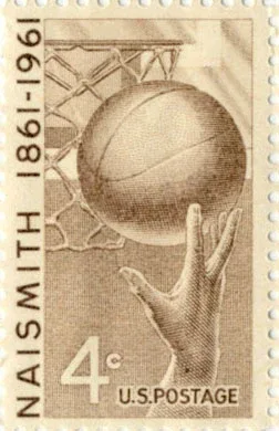 United States 1961 4 cents 00Naismith stamp, photographed by a collector