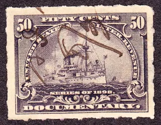 Another photo of the United States 1898 50c Documentary ship stamp