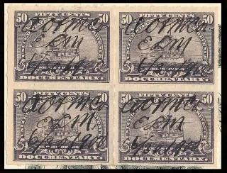 United States 1898 50c Documentary ship stamp, photographed by a collector