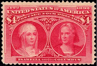 United States 1893 $4 Columbian stamp, photographed by a collector